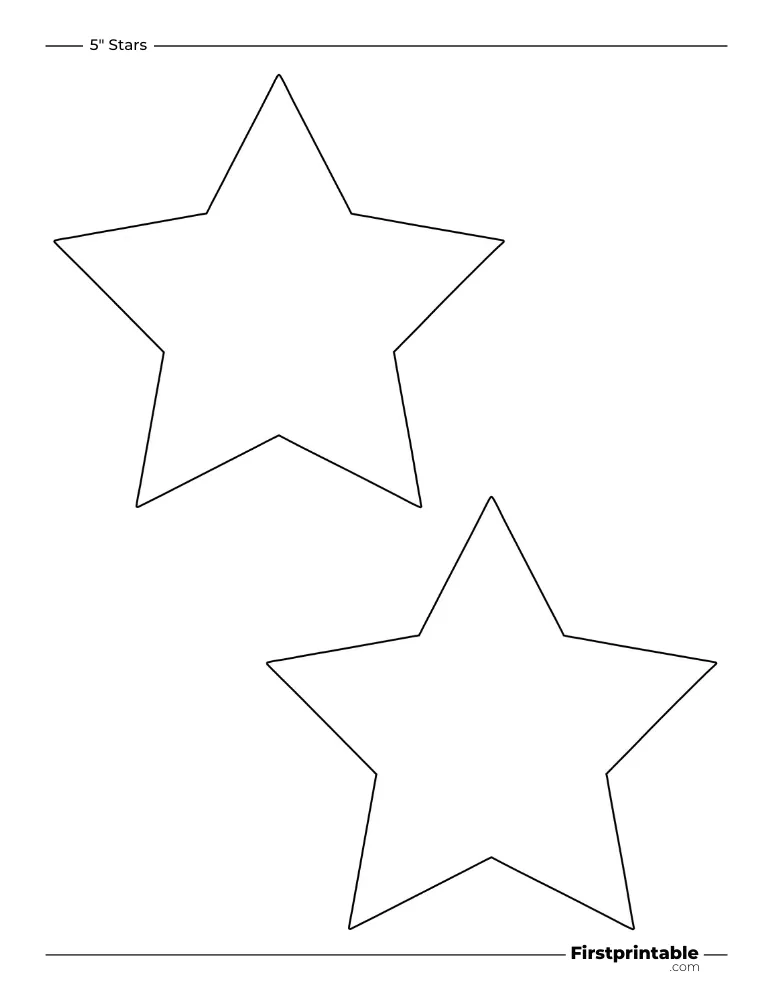5 pointed - Star Template - 5 inch Outline