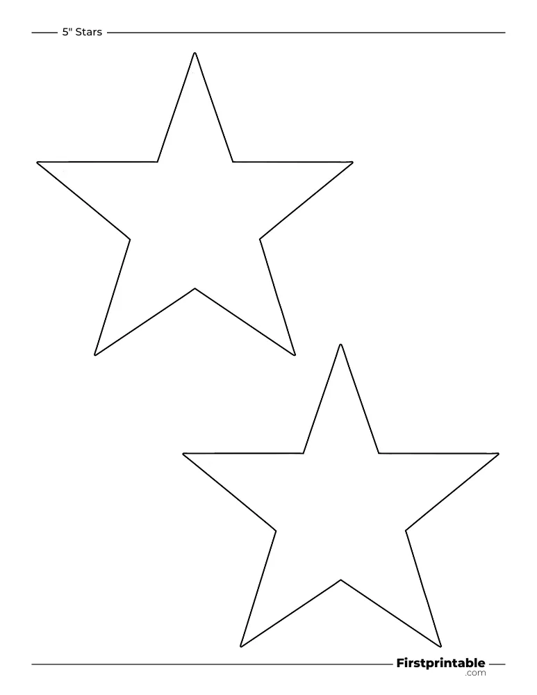 5 pointed - Sharp Star Template - 5 inch Outline