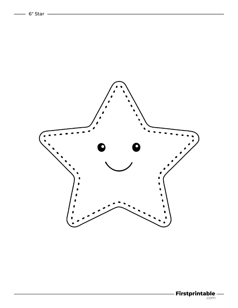 5 pointed - Cute Star Template - 6 inch Outline