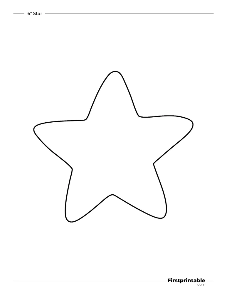5 pointed - Doodle Star Template - 6 inch Outline