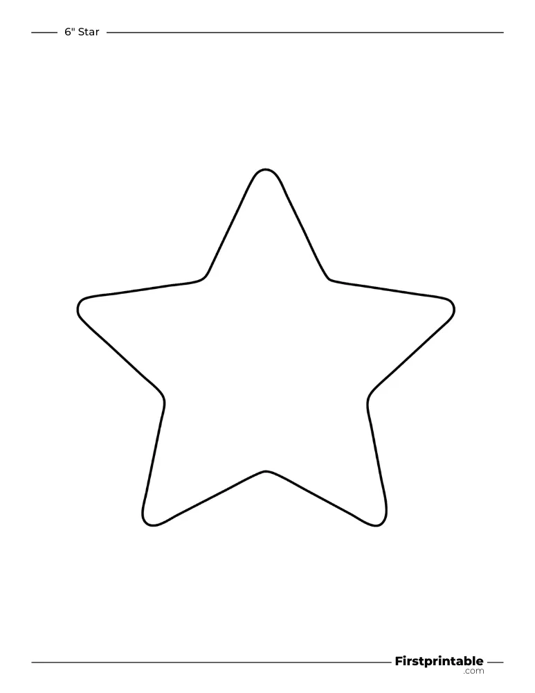 5 pointed - Rounded Star Template - 6 inch Outline