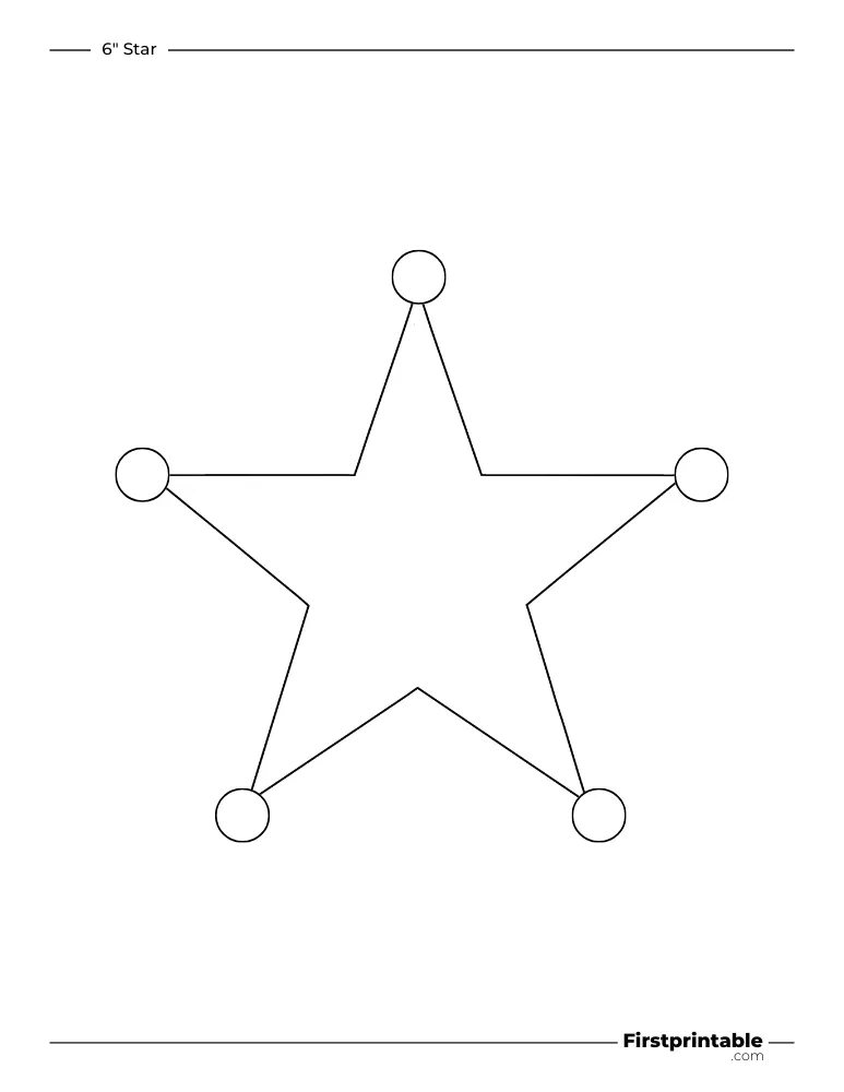 5 pointed - Sheriff Star Template - 6 inch Outline