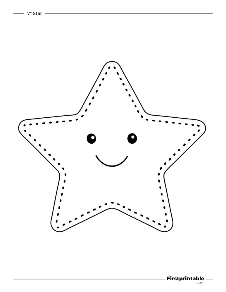 5 pointed - Cute Star Template - 7 inch Outline