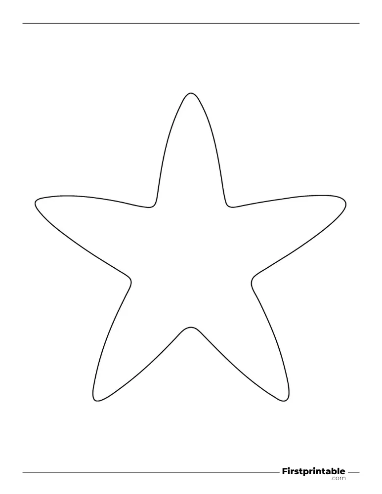 5 pointed - Star Template and Outline - 7 inch