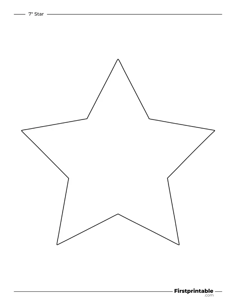 5 pointed - Star Template - 7 inch Outline