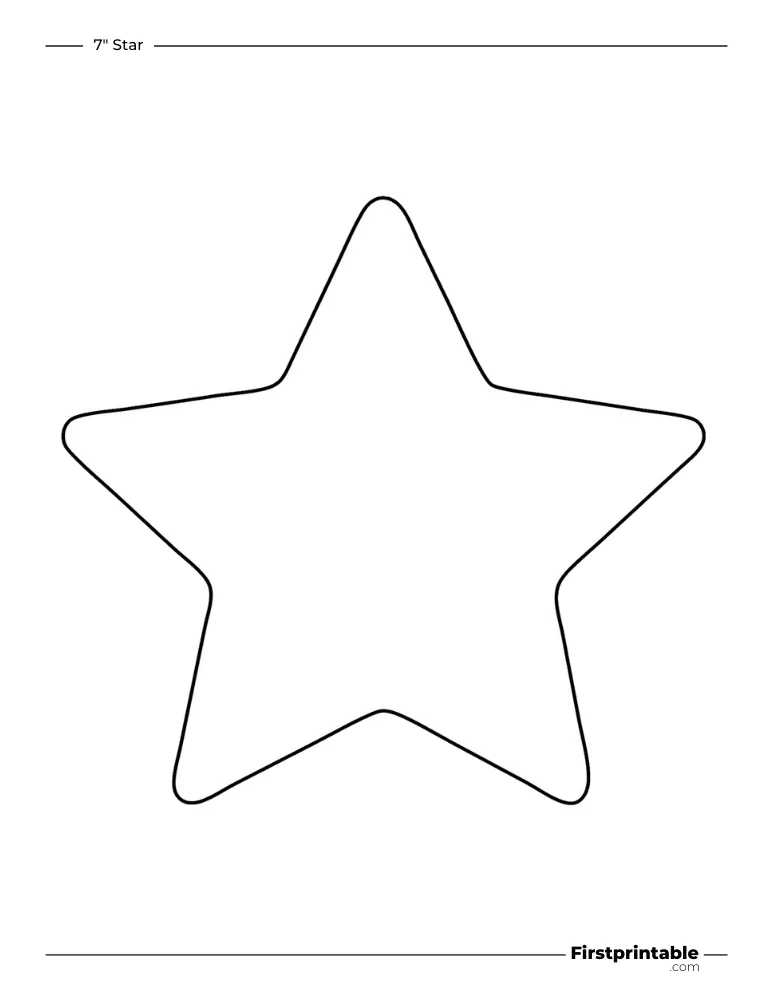 5 pointed - Rounded Star Template - 7 inch Outline