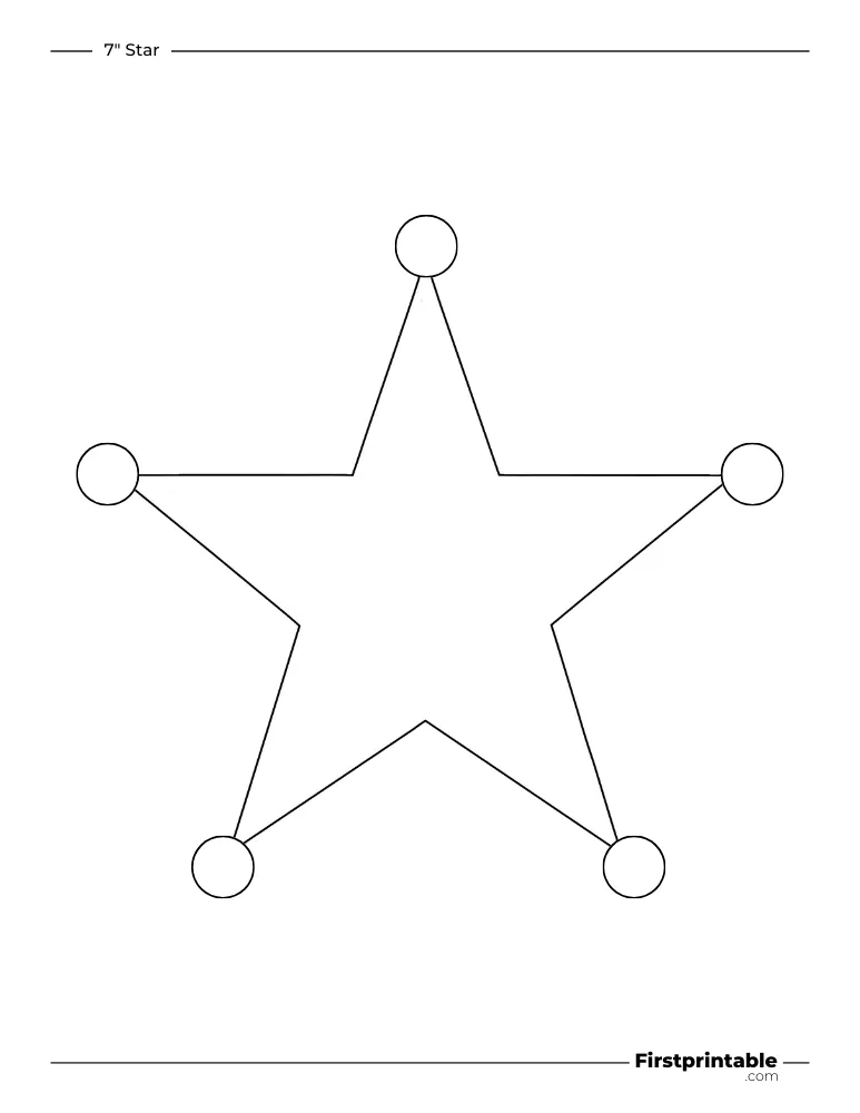 5 pointed - Sheriff Star Template - 7 inch Outline