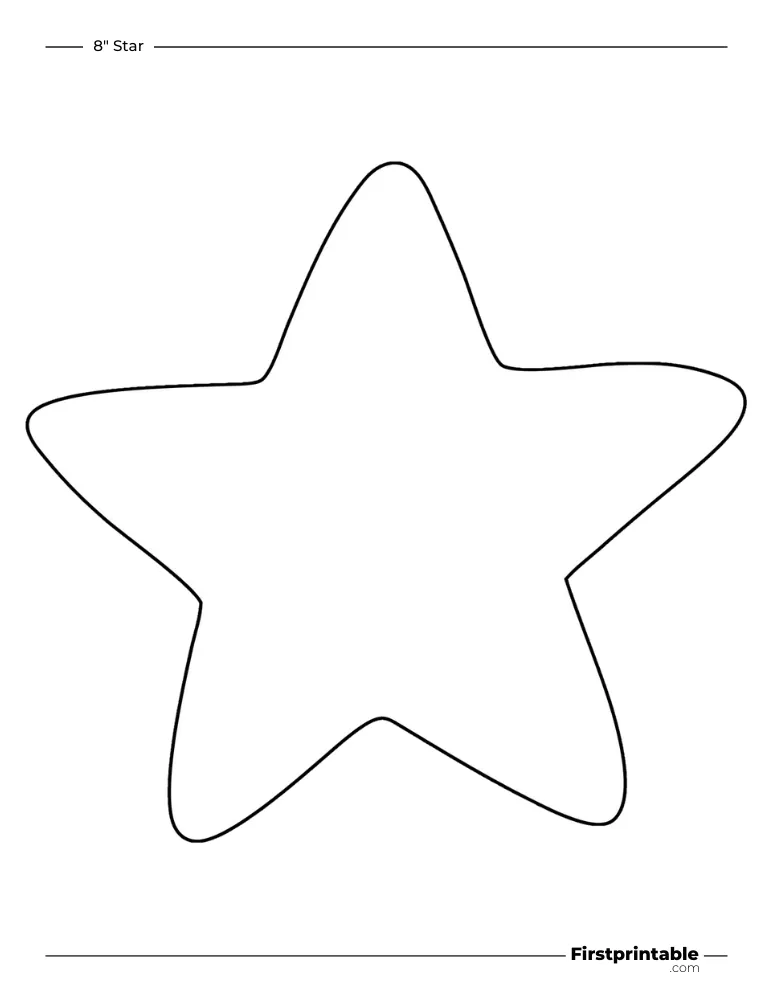 5 pointed - Doodle Star Template - 8 inch Outline