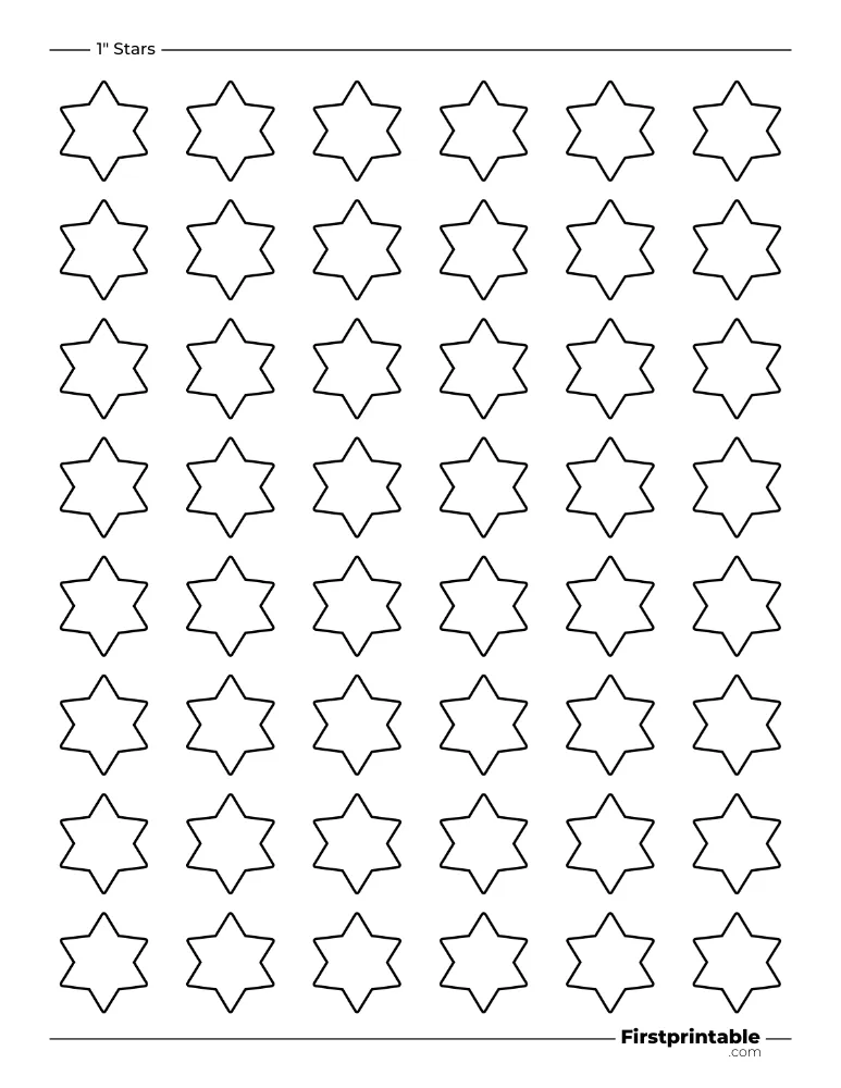 6 pointed - Star Template - 1 inch Sharp Outline