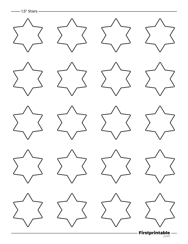 6 pointed - Star Template - 1 inch Sharp Outline