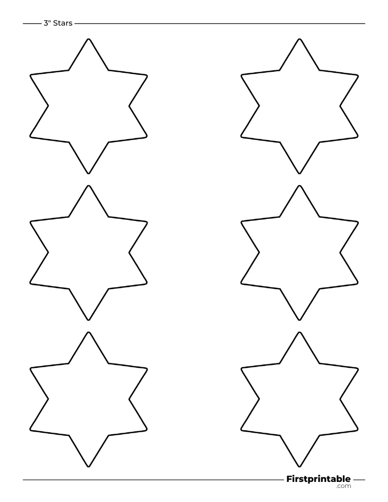 6 pointed - Star Template - 3 inch Sharp Outline