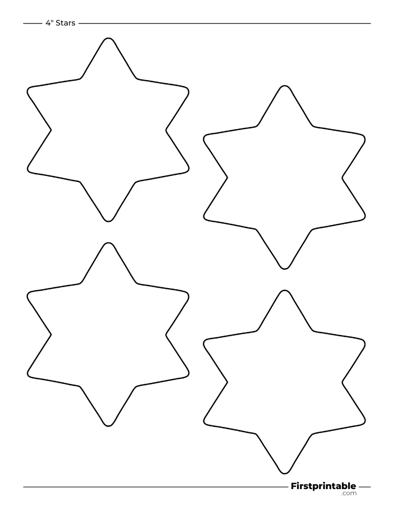 6 pointed - Star Template - 4 inch Rounded Outline