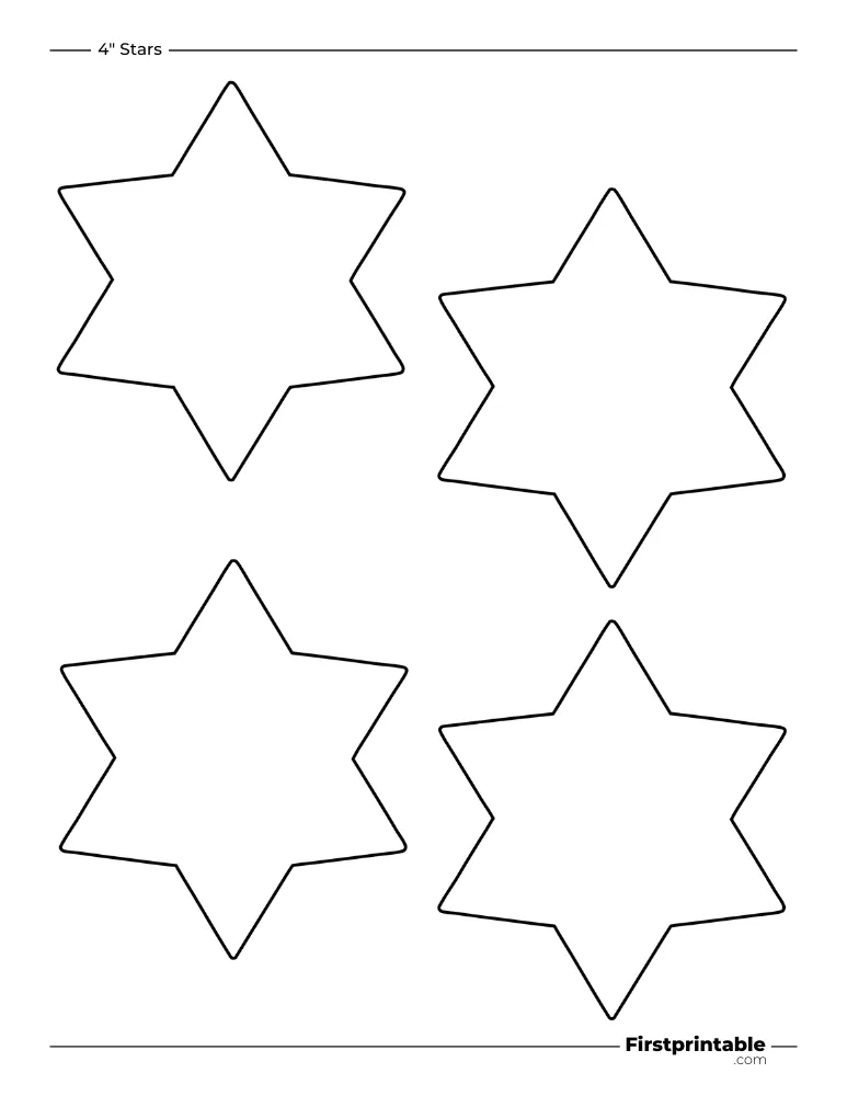 6 pointed - Star Template - 4 inch Sharp Outline