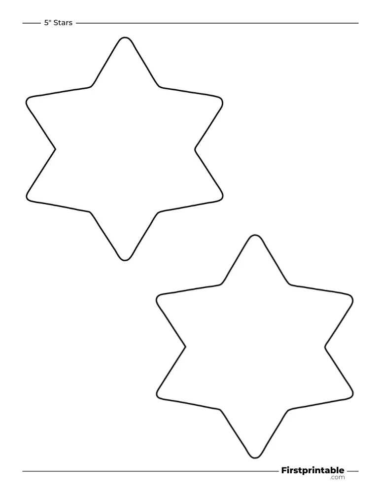 6 pointed - Star Template - 5 inch Rounded Outline