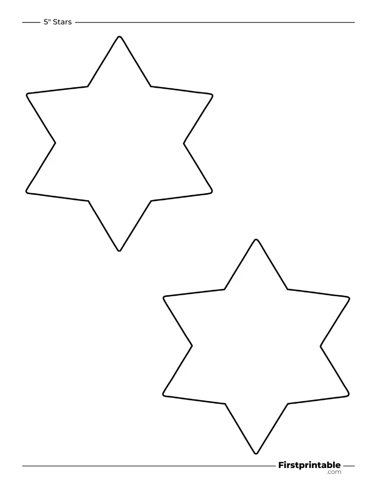 6 pointed - Star Template - 5 inch Sharp Outline