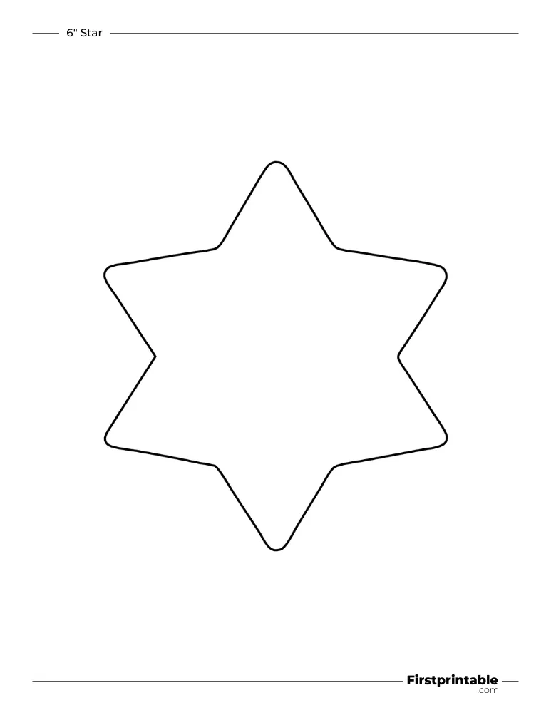 6 pointed - Star Template - 6 inch Rounded Outline