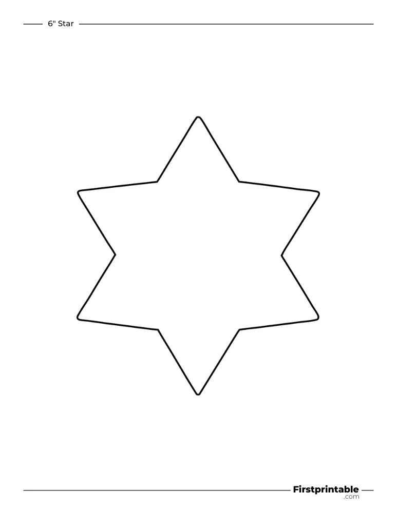 6 pointed - Star Template - 6 inch Sharp Outline