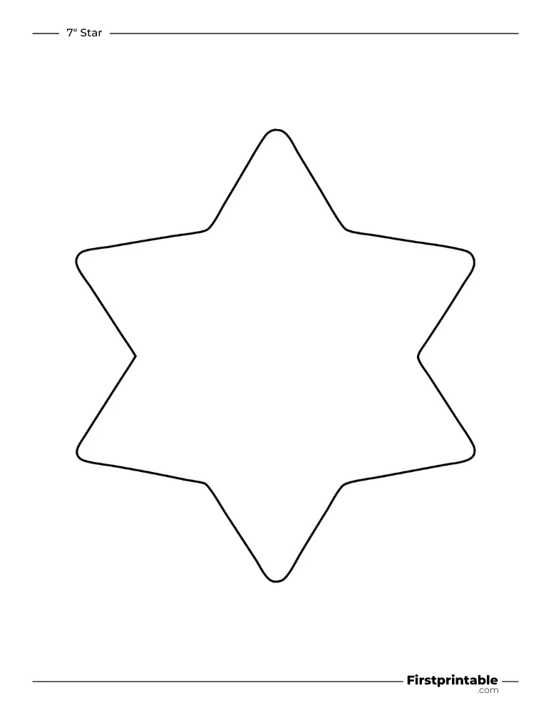 6 pointed - Star Template - 7 inch Rounded Outline