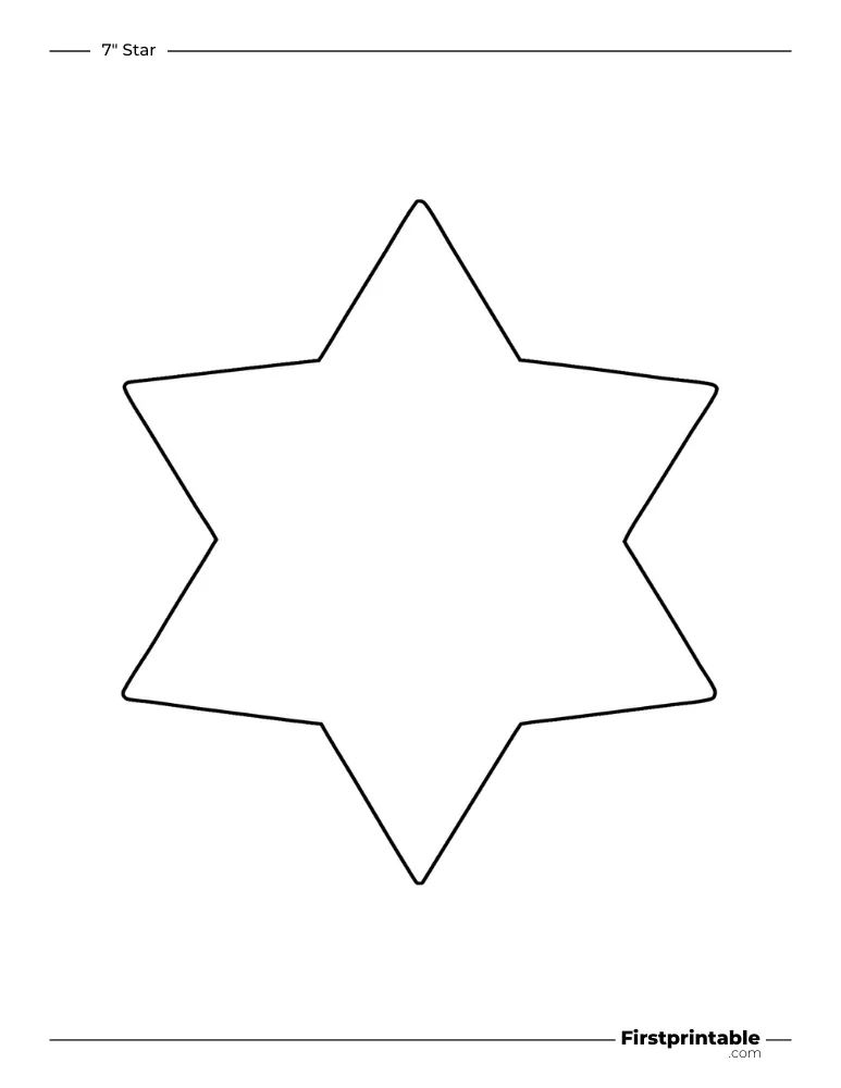 6 pointed - Star Template - 7 inch Sharp Outline