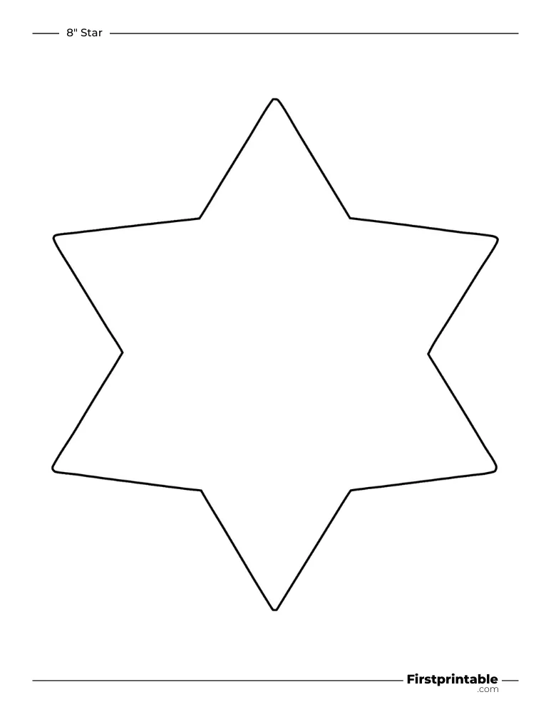 6 pointed - Star Template - 8 inch Sharp Outline