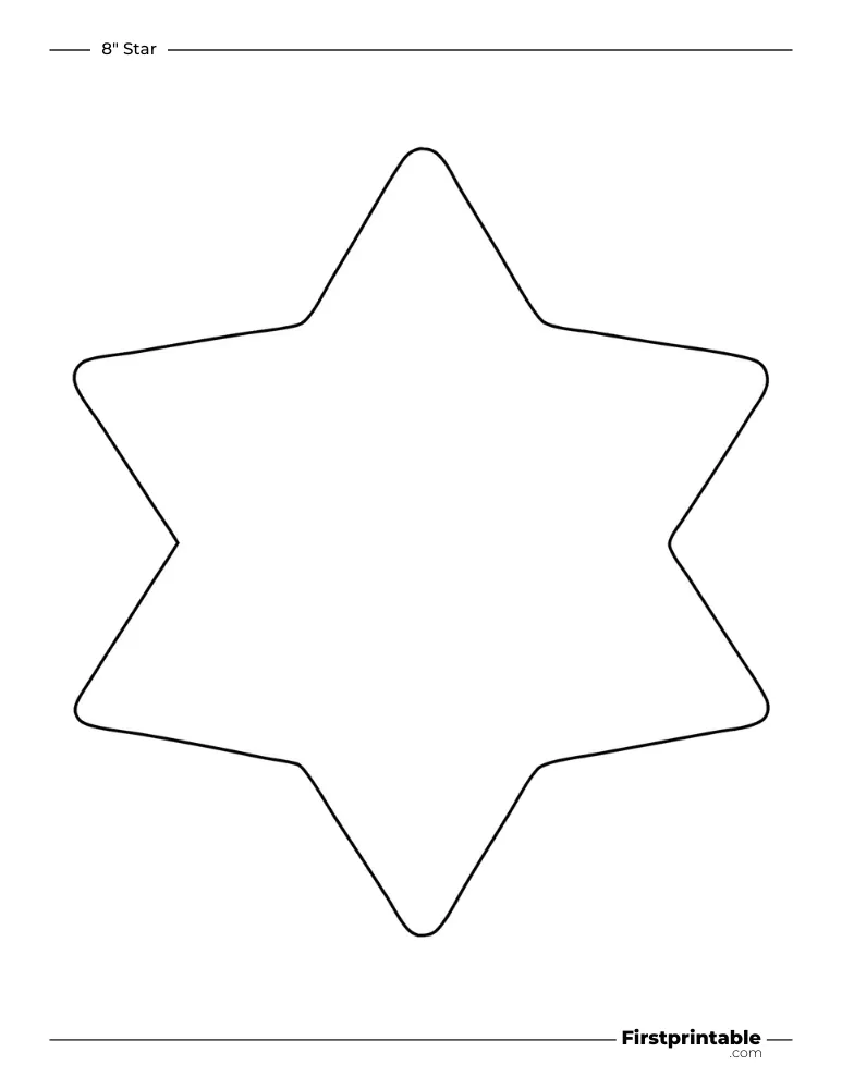 6 pointed - Star Template - 8 inch Rounded Outline