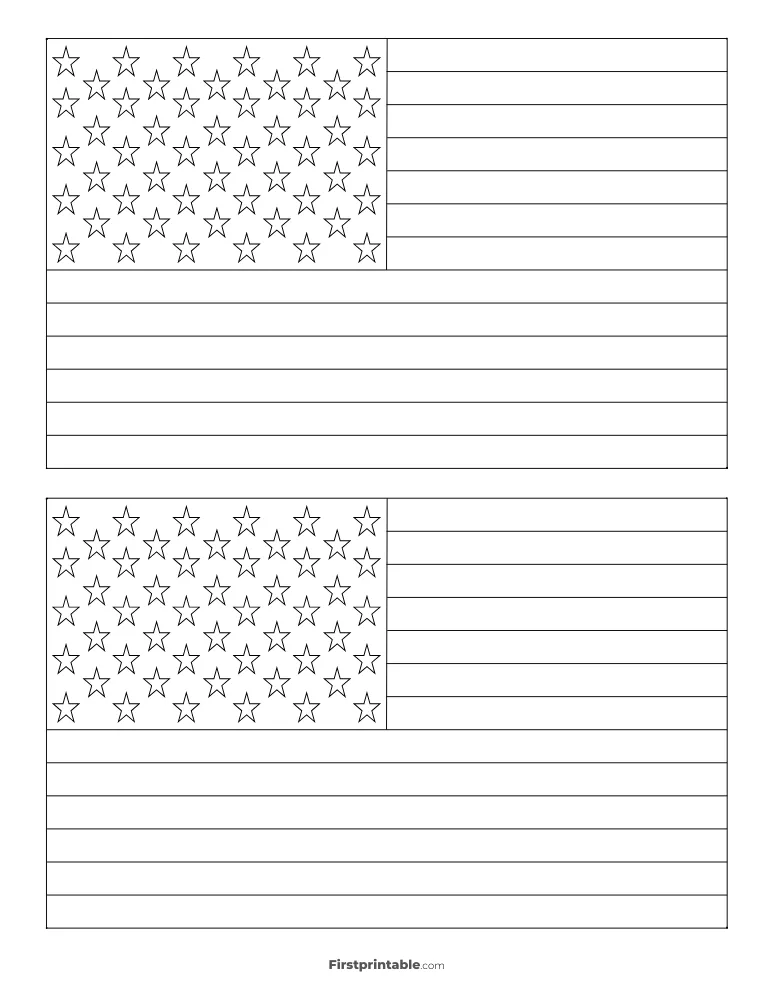USA Flag Star Template - Medium Outline