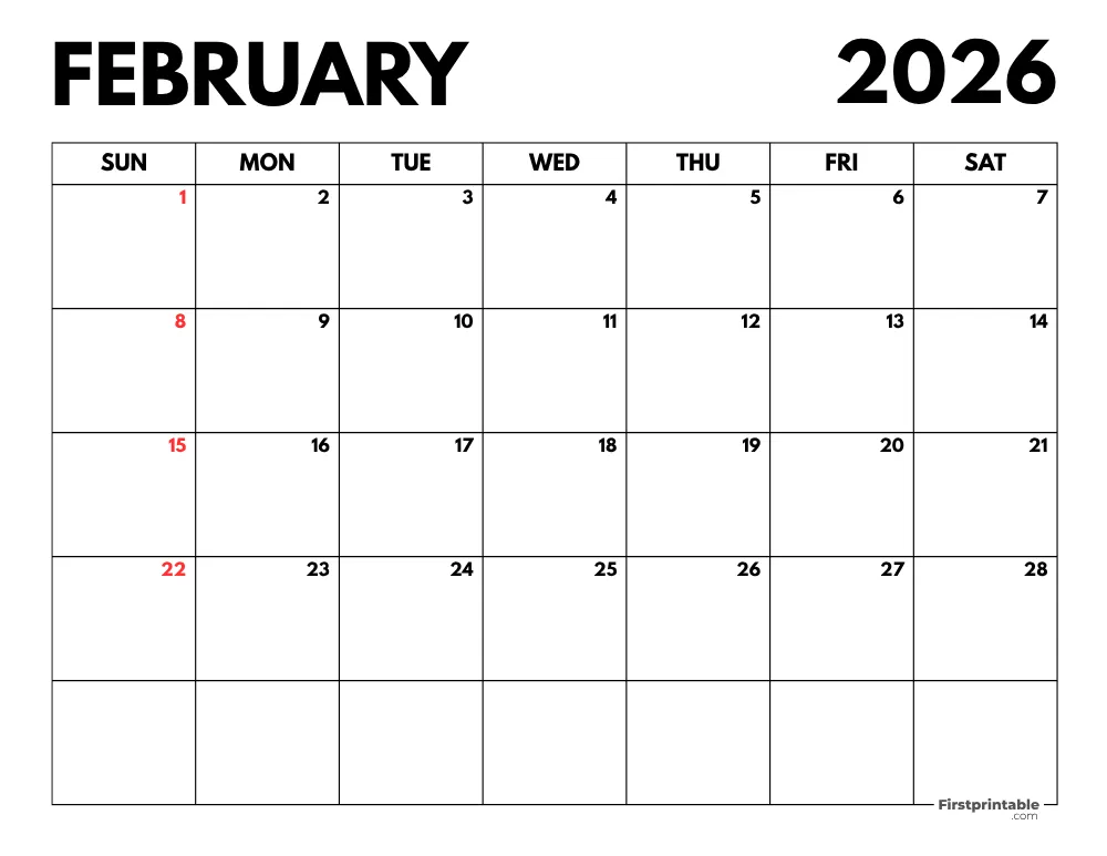2026 February Calendar