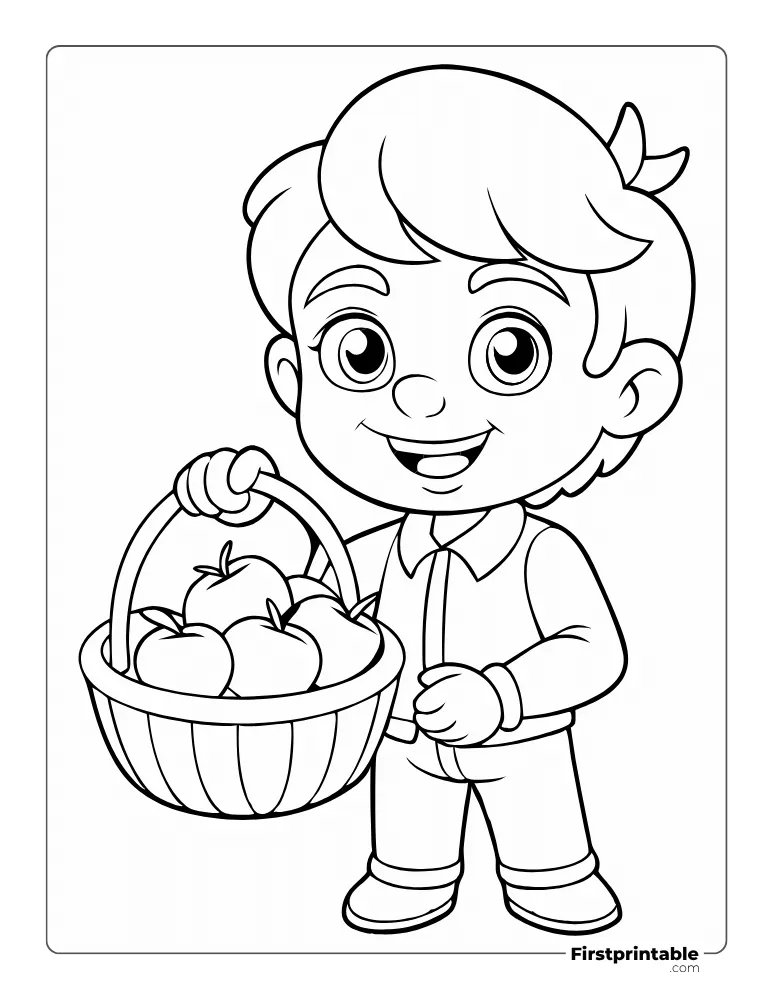 Little Boy with Apple Basket