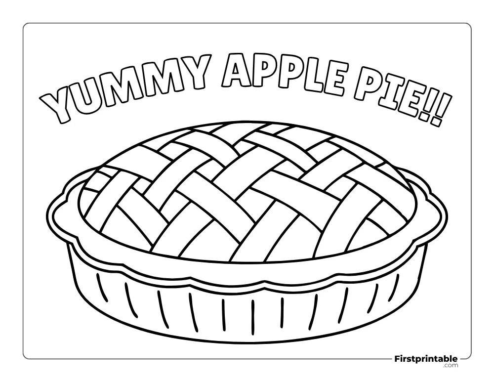 Yummy Apple Pie Coloring Sheet