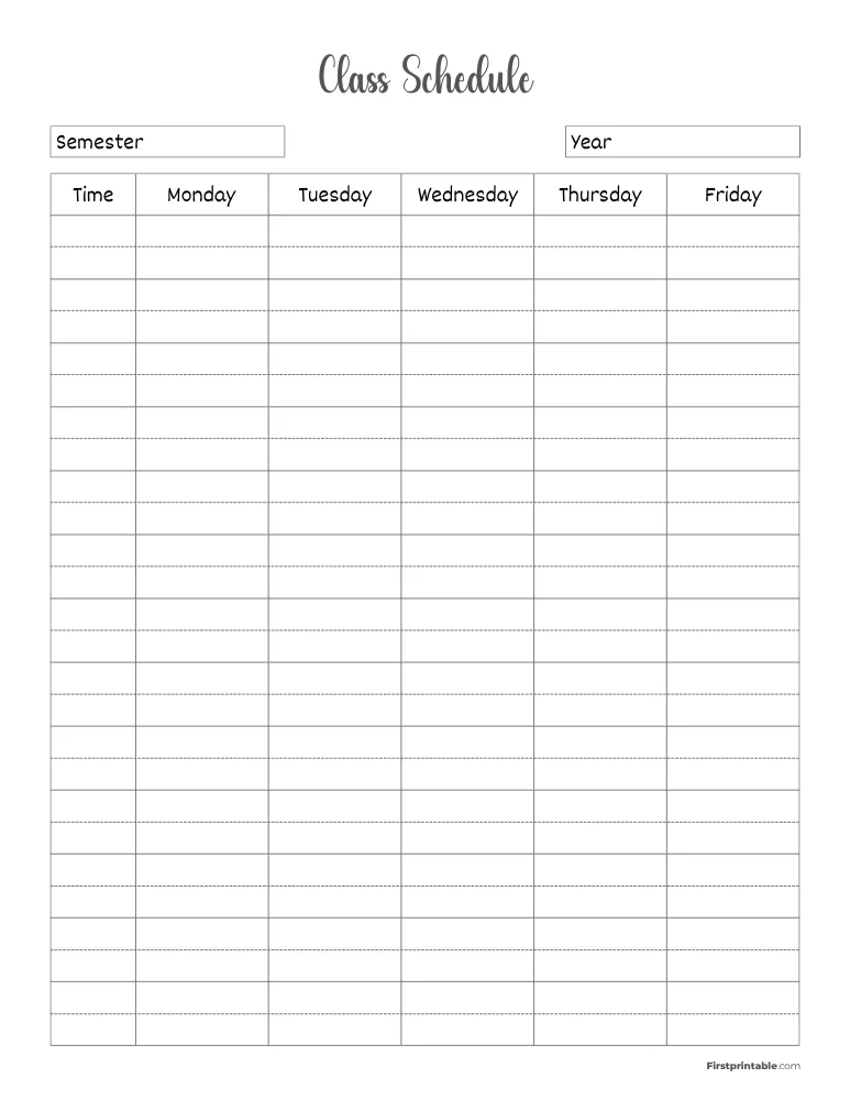 Class Schedule Template 01