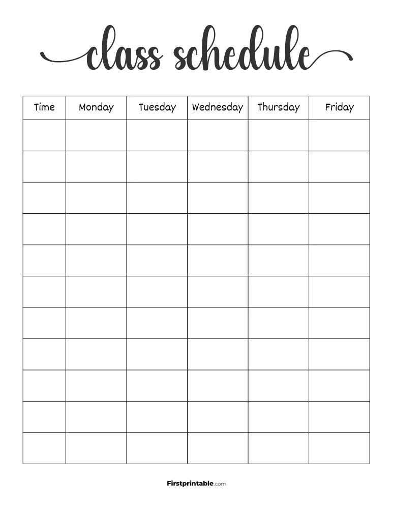 Class Schedule Template 03