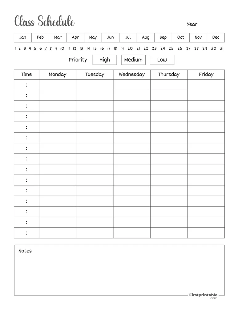 Class Schedule Template 05