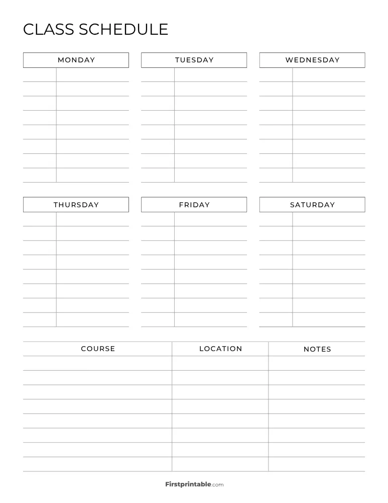 Class Schedule Template 07