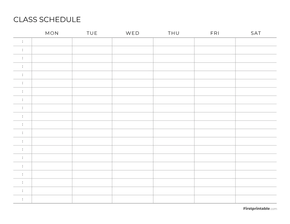 Class Schedule Template 08