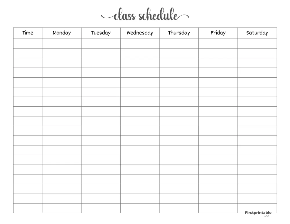 Class Schedule Template 09