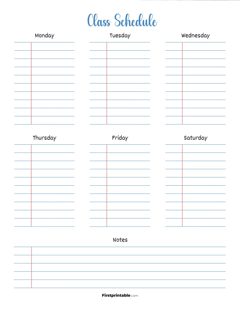Class Schedule Template 13