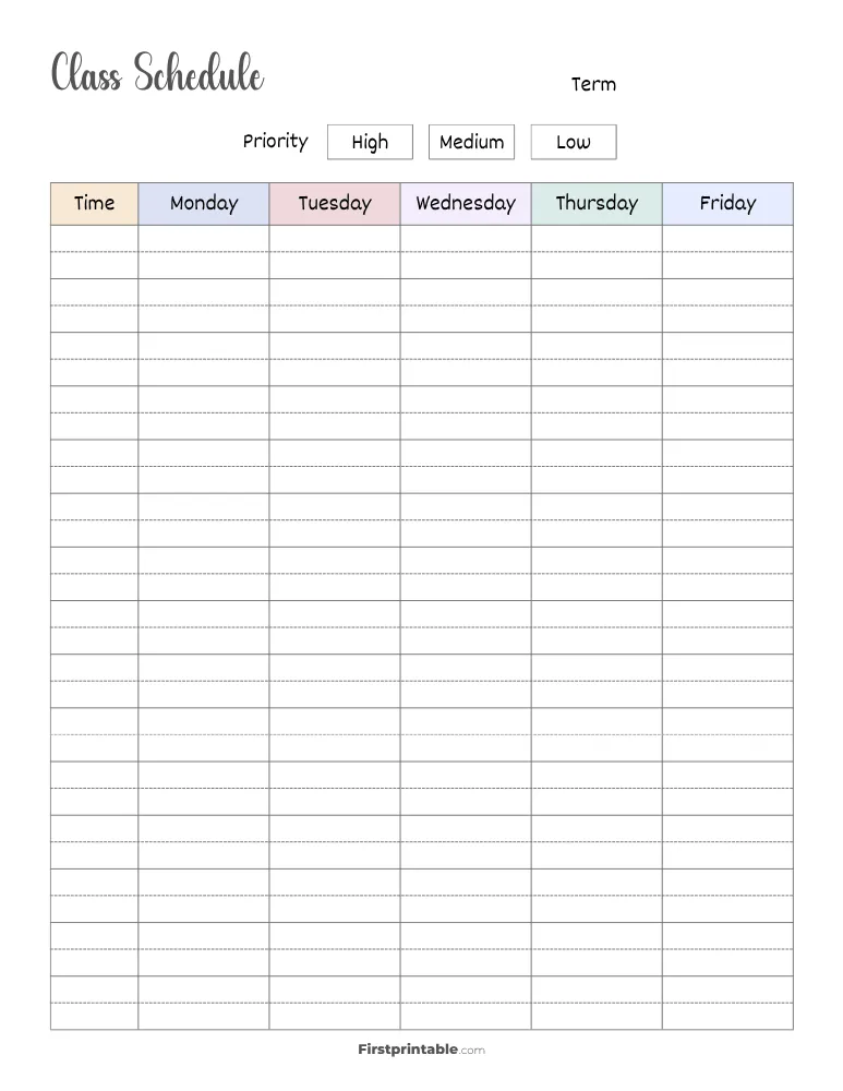 Class Schedule Template 14