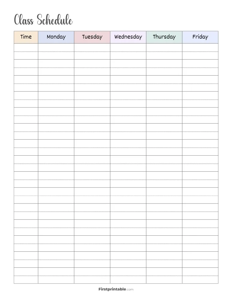 Class Schedule Template 15