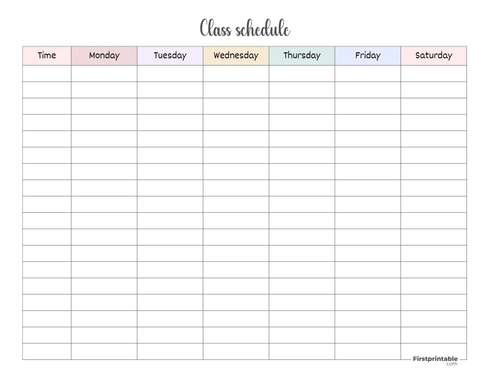 Class Schedule Template 18