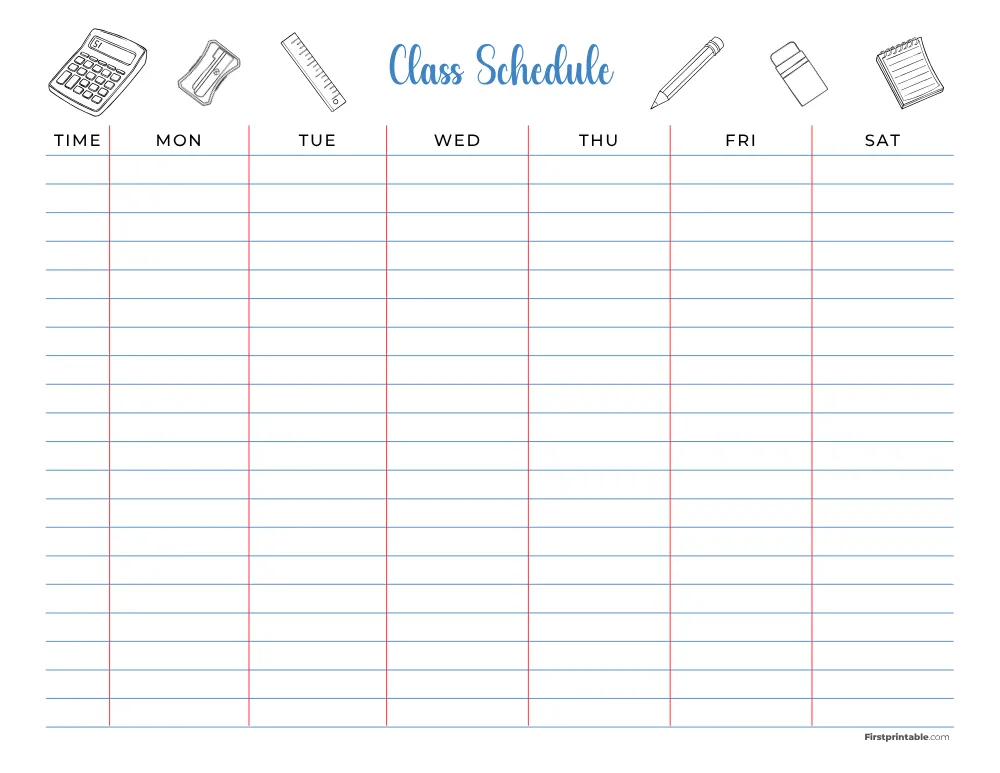 Class Schedule Template 20