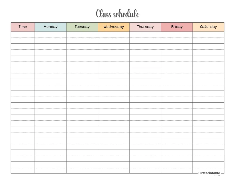 Class Schedule Template 22