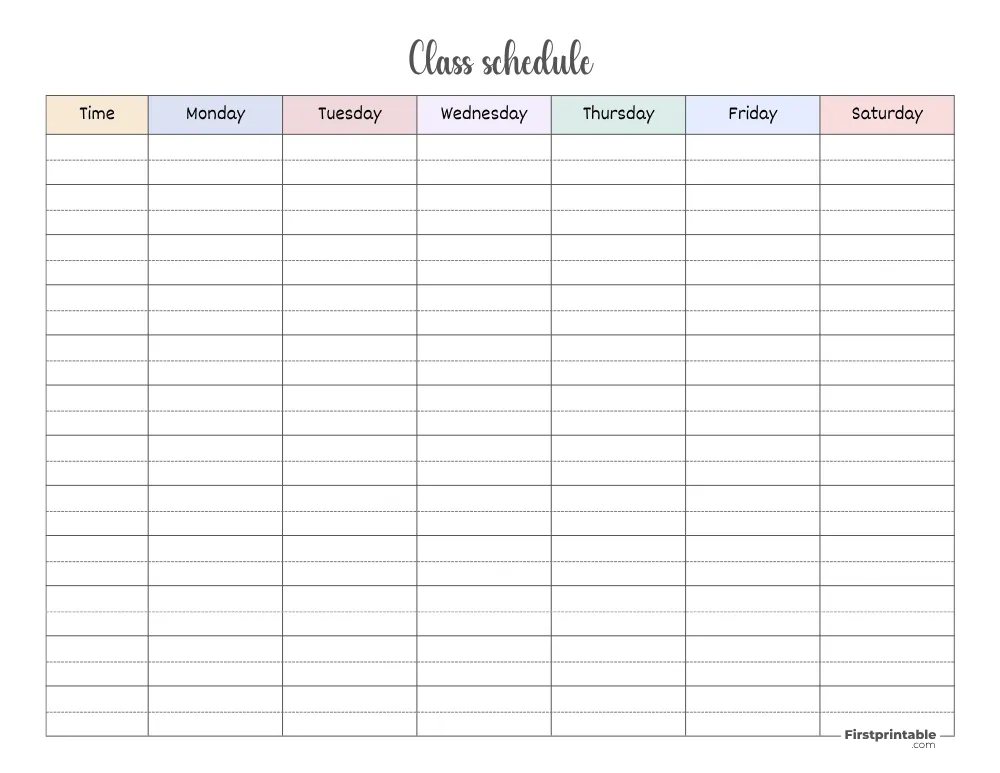 Class Schedule Template 23