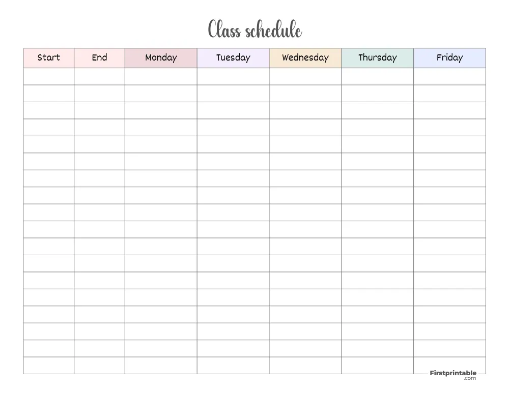 Class Schedule Template 24