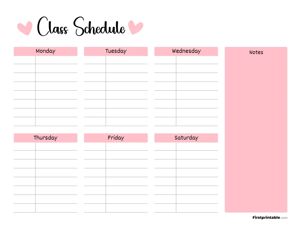 Class Schedule Template 25
