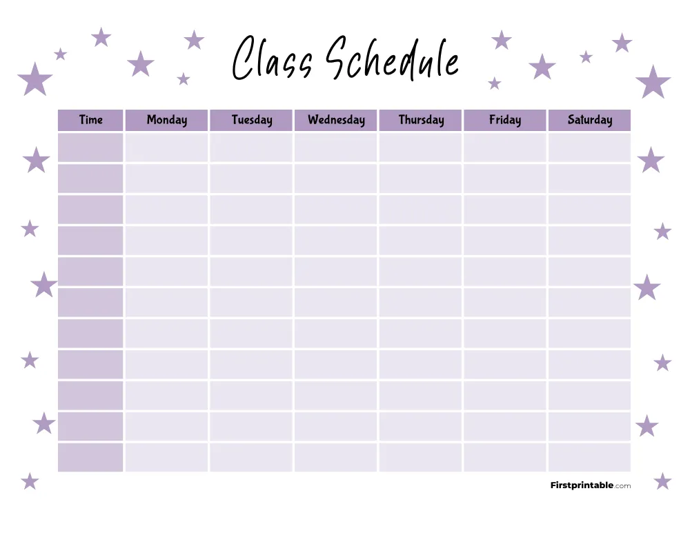 Class Schedule Template 27
