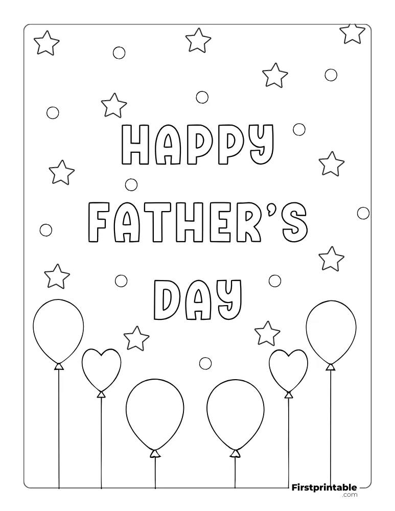 Stars and Balloons Coloring Page