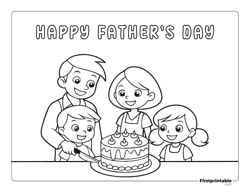 Papa Cutting the Cake Coloring Page