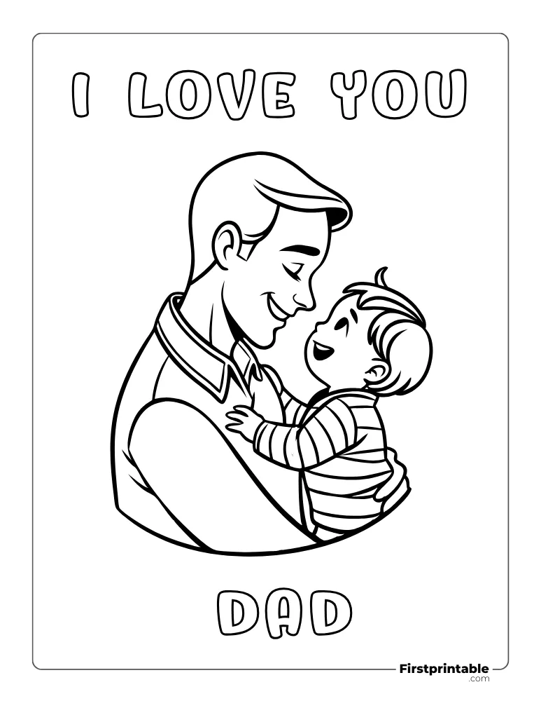 Happy Father and Son Coloring Page