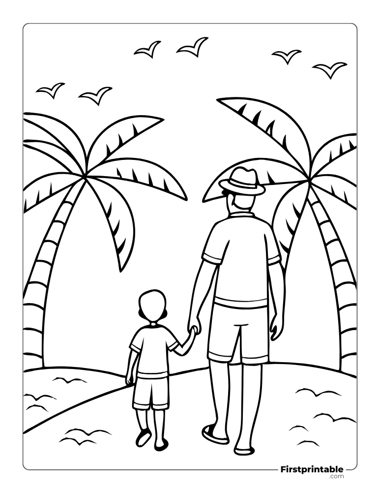 Dad and Son Vacation Coloring Sheet