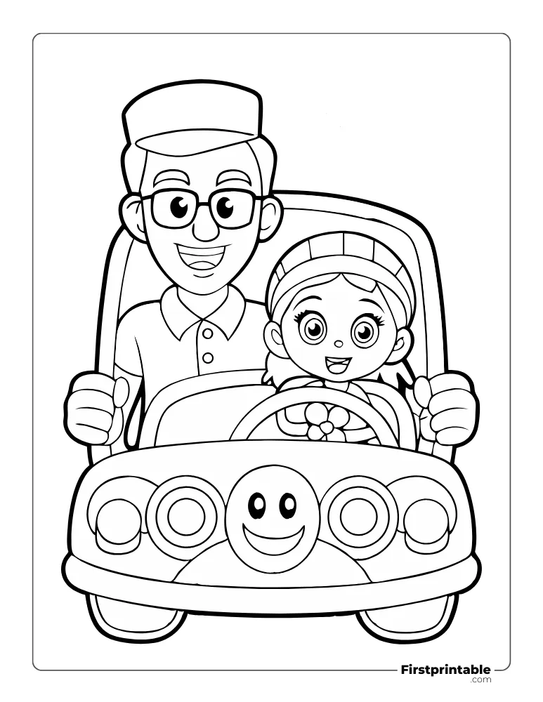 Broom Broom with Dad Coloring Page